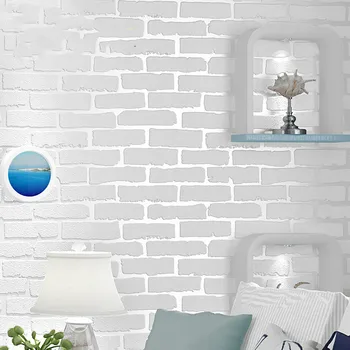 

Vinyl PVC Thickening white brick wallpaper for walls rustic TV background brick wall paper rolls, Papel de parede R211