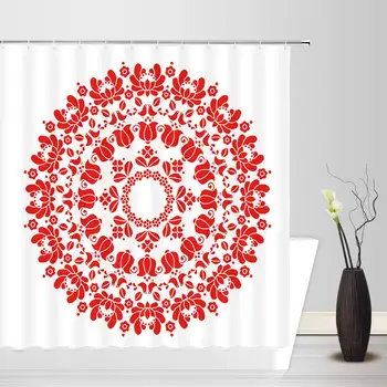 Red Mandala Shower Curtain Russian Style Decor by Round Geometric Floral Pattern Ethnic Chic Motif With Campanula Flower Lace
Red Mandala Shower Curtain Russian Style Decor by Round Geometric Floral Pattern Ethnic Chic Motif With Campanula Flower Lace