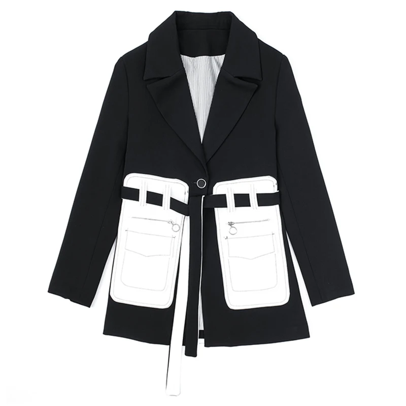2020 spring new black and white contrast color tooling wind pocket niche design sense mid-length suit jacket women suit jacket
2020 spring new black and white contrast color tooling wind pocket niche design sense mid-length suit jacket women suit jacket