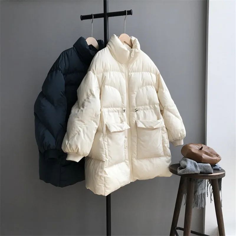 Korean Style Loose Padded Parka Pockets Winter Jacket Women's Zipper Stand Collar Drawstring Down Jacket Oversize Coat Outerwear
Korean Style Loose Padded Parka Pockets Winter Jacket Women's Zipper Stand Collar Drawstring Down Jacket Oversize Coat Outerwear
