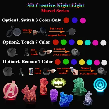 Avengers Leagues:Endgame Prelude 3D Iron man Spider man America Captain Model Night Light Bedside USB Plug Desk Lamp Child Gift
Avengers Leagues:Endgame Prelude 3D Iron man Spider man America Captain Model Night Light Bedside USB Plug Desk Lamp Child Gift