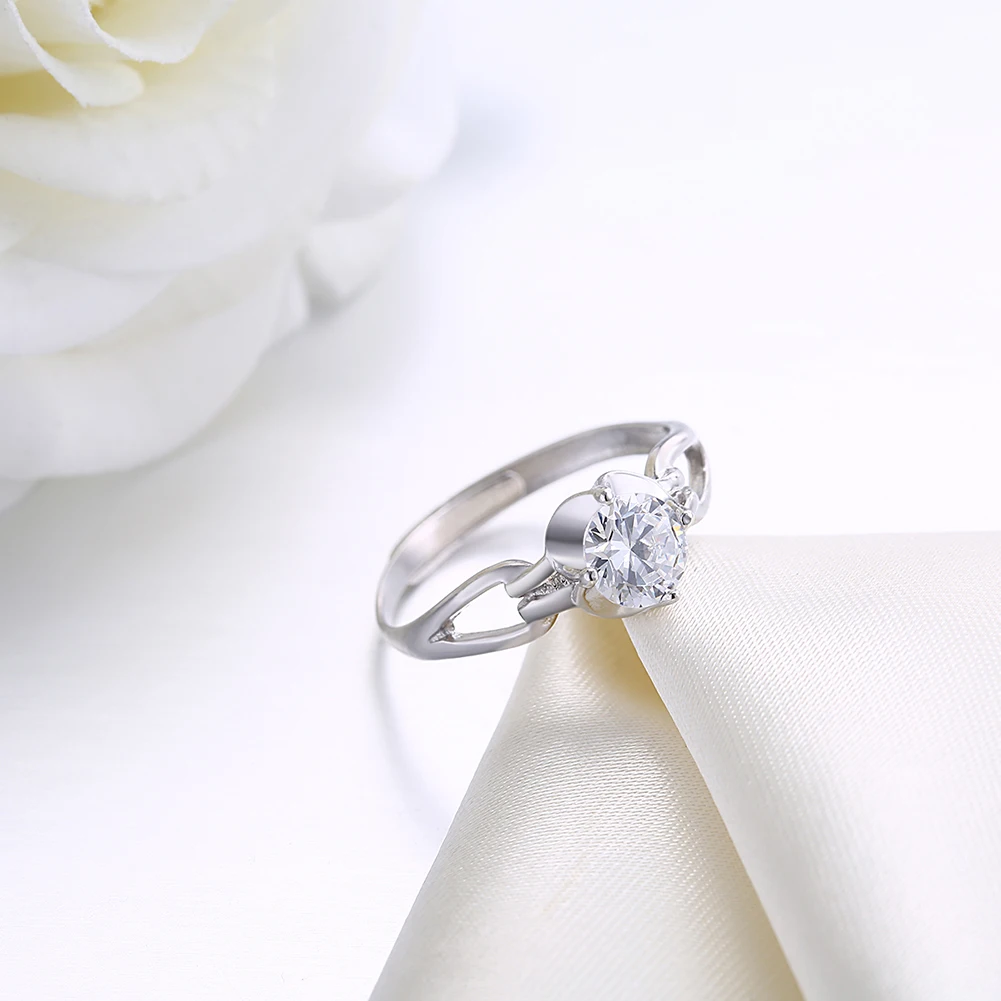 SILVERHOO Silver 925 Sterling Rings Women Round 5A Cubic Zirconia Adjustable Opening Ring Fine Jewelry Wedding Gift New Arrival SILVERHOO Silver 925 Sterling Rings Women Round 5A Cubic Zirconia Adjustable Opening Ring Fine Jewelry Wedding Gift New Arrival
