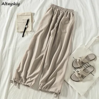 Pants Women Elastic Waist Solid Simple Pockets Loose Straight Korean Style BF Harajuku All-match Fashion Womens Daily Streetwear
Pants Women Elastic Waist Solid Simple Pockets Loose Straight Korean Style BF Harajuku All-match Fashion Womens Daily Streetwear