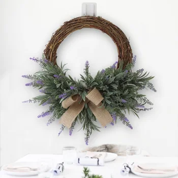 Artificial Lavender Flower Wreath Rattan Garland With Bow-Knot Ornament Front Door Window Wall Hanging Pendant
Artificial Lavender Flower Wreath Rattan Garland With Bow-Knot Ornament Front Door Window Wall Hanging Pendant