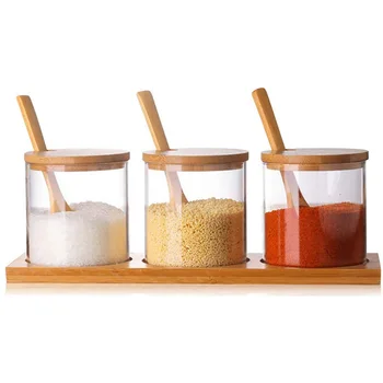 300ML Condiment Container Seasoning Box Set Glass Condiment Canisters Pots with Wooden Spoon Lid and Base Spice Jar Storage
300ML Condiment Container Seasoning Box Set Glass Condiment Canisters Pots with Wooden Spoon Lid and Base Spice Jar Storage