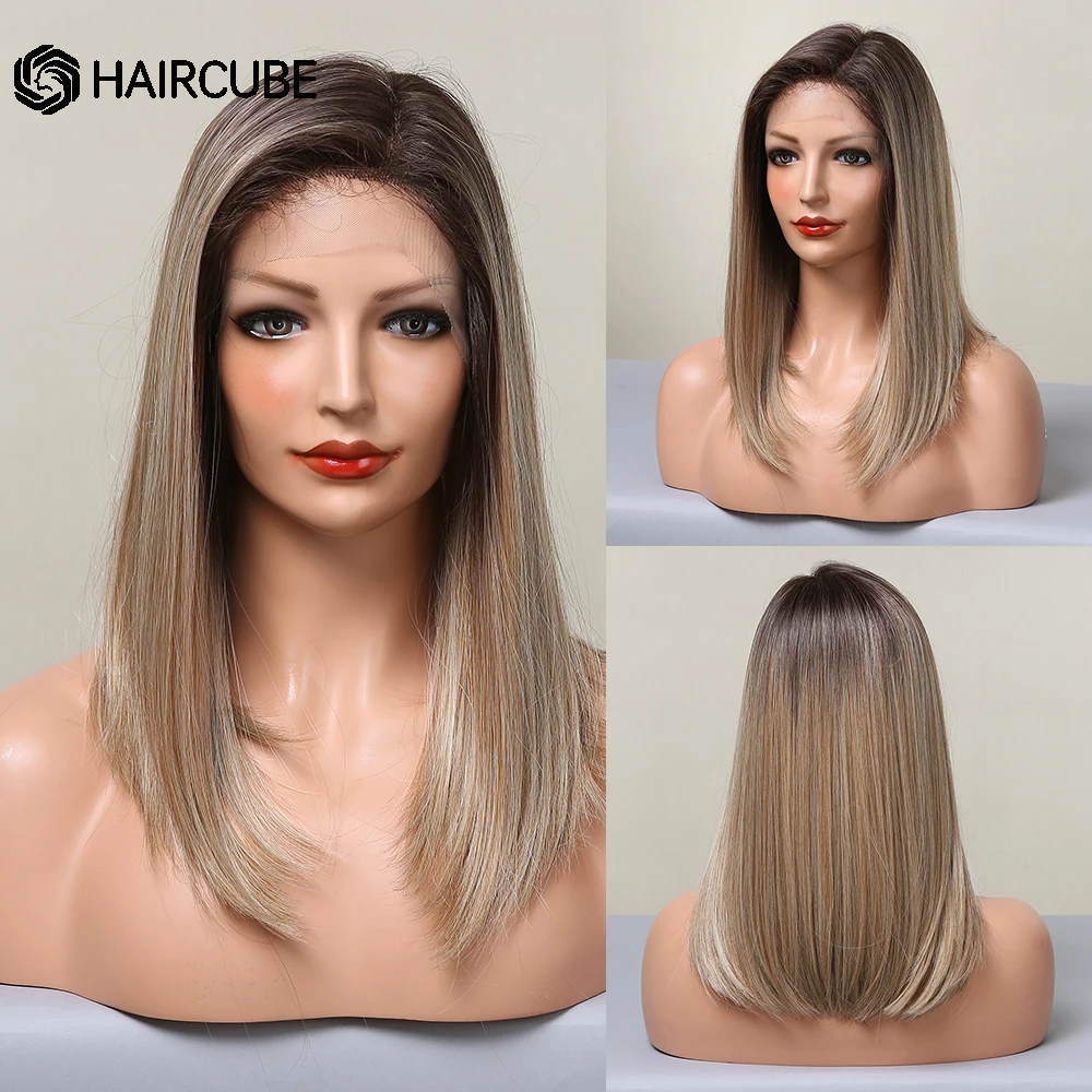 HAIRCUBE Brown to Blonde Ombre Lace Front Synthetic Wig for Women Short Straigh Bob Hair Lace Wig Heat Resistant Cosplay Wig
HAIRCUBE Brown to Blonde Ombre Lace Front Synthetic Wig for Women Short Straigh Bob Hair Lace Wig Heat Resistant Cosplay Wig