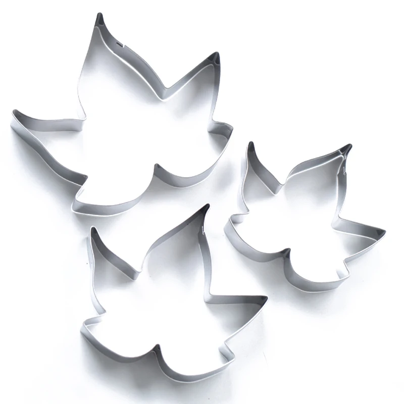 Фото Hot Sale 3pc Stainless Steel Maple Leaf Cake Decorating Tool Fondant Baking Mold Cookie Cutter Kitchen Accessories | Дом и сад