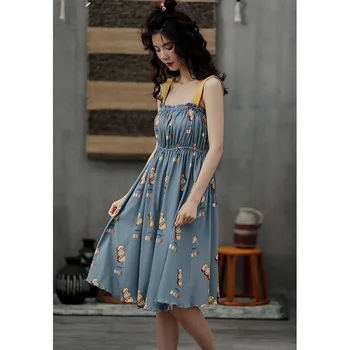 Nightgown Women Sling Pijamas Silk-like Printed Sling With Chest Pad Sweet Home Clothes Sexy Lace Pijamas sleepwear Robe Sets
Nightgown Women Sling Pijamas Silk-like Printed Sling With Chest Pad Sweet Home Clothes Sexy Lace Pijamas sleepwear Robe Sets