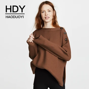HDY Haoduoyi New Autumn Tops Women Clothing Long Sleeve Strapless Jumper Knitted Button Pullover Women Slim Fashion Sweaters
HDY Haoduoyi New Autumn Tops Women Clothing Long Sleeve Strapless Jumper Knitted Button Pullover Women Slim Fashion Sweaters