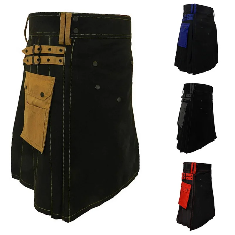 2019 New Men's Scottish Kilt Utility Modern Classic Retro Kilt Pockets Costume Men Chain Brown Skirts Belt Lattice Plait Skirt
2019 New Men's Scottish Kilt Utility Modern Classic Retro Kilt Pockets Costume Men Chain Brown Skirts Belt Lattice Plait Skirt