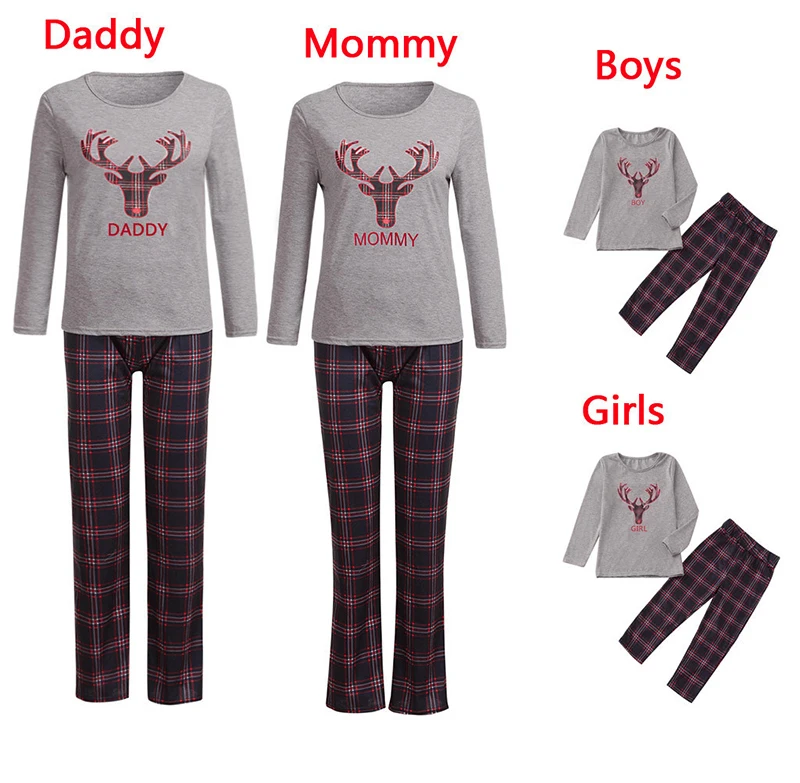 Family Matching Deer Christmas Pajamas Sets 2019 New Hot Mum Dad Kids Baby Sleepwear Nightwear Homewear Family Matching Pjs Suit_01.jpg