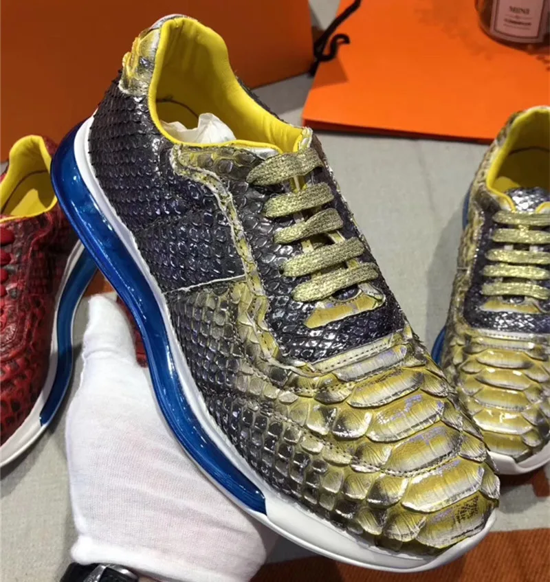 Unisex Style Authentic Python Leather Gold Red Color Male H-sole Sneakers Exotic Genuine Snakeskin Women Men Lace-up Casual Shoe
Unisex Style Authentic Python Leather Gold Red Color Male H-sole Sneakers Exotic Genuine Snakeskin Women Men Lace-up Casual Shoe