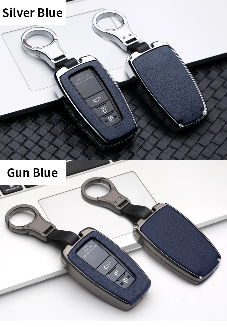 CHEPINFA Leather Car Key Case Cover Shell For Toyota CHR C-HR Prado Camry Avalon Prius Corolla RAV4 Land Cruiser Avalon Keychain