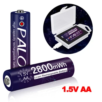 PALO 1.5V 2800mWh AA lithium battery 1.5V AA rechargeable pre-charge battery+1.5V AA li-ion battery charger case usb charger
PALO 1.5V 2800mWh AA lithium battery 1.5V AA rechargeable pre-charge battery+1.5V AA li-ion battery charger case usb charger