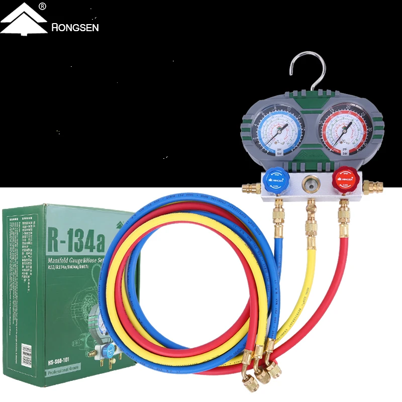 Refrigerant Manifold Gauge Set Air Conditioning Tools with Hose and Hook for R12 R22 R404A R134A Air Condition Refrigeration
Refrigerant Manifold Gauge Set Air Conditioning Tools with Hose and Hook for R12 R22 R404A R134A Air Condition Refrigeration