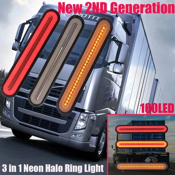 2PCS New Generation 100LED Trailer Truck Brake Light 3 in1 Neon Halo Ring Tail Brake Stop Turn Light Sequential Flowing Signal
2PCS New Generation 100LED Trailer Truck Brake Light 3 in1 Neon Halo Ring Tail Brake Stop Turn Light Sequential Flowing Signal
