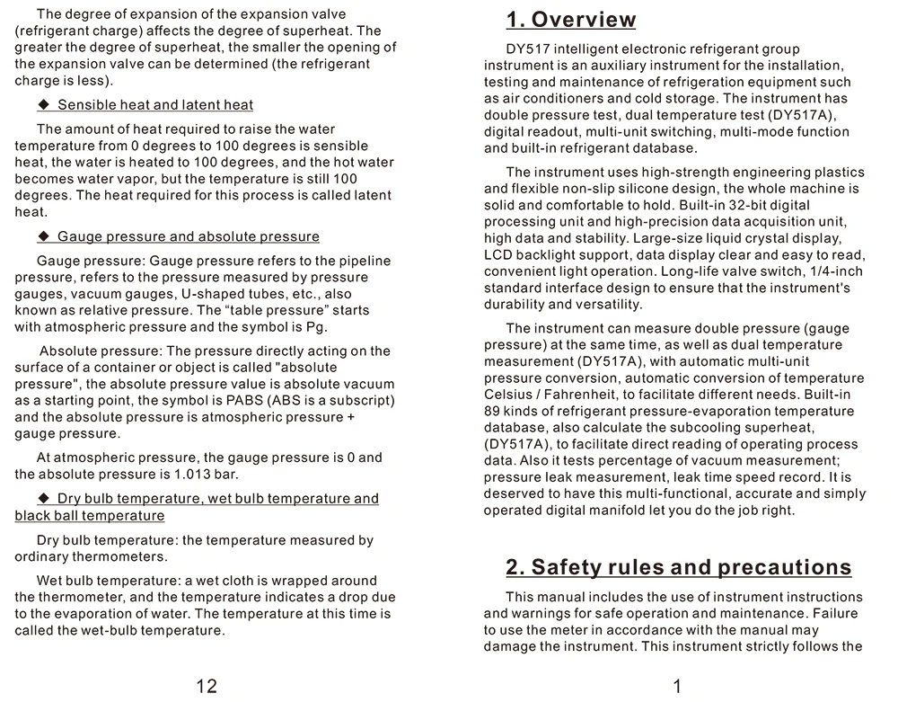 DUOYI Refrigeration Digital Manifold Pressure Gauge Set Vacuum Pressure Meter Testing HVAC Temperature Tester DY517 PK TESTO 550