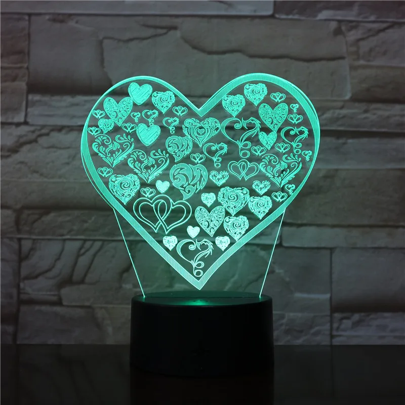 

3D I Love You Love Heart led bulb desk Lamp colorful holiday lightning USB RGB controller flashlights decorations for home 3148