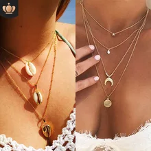 VKME nuevo gargantilla de múltiples capas collar y colgante collar de Mujer simple oro 2019 Bijoux señoras joyería de moda regalos(China)