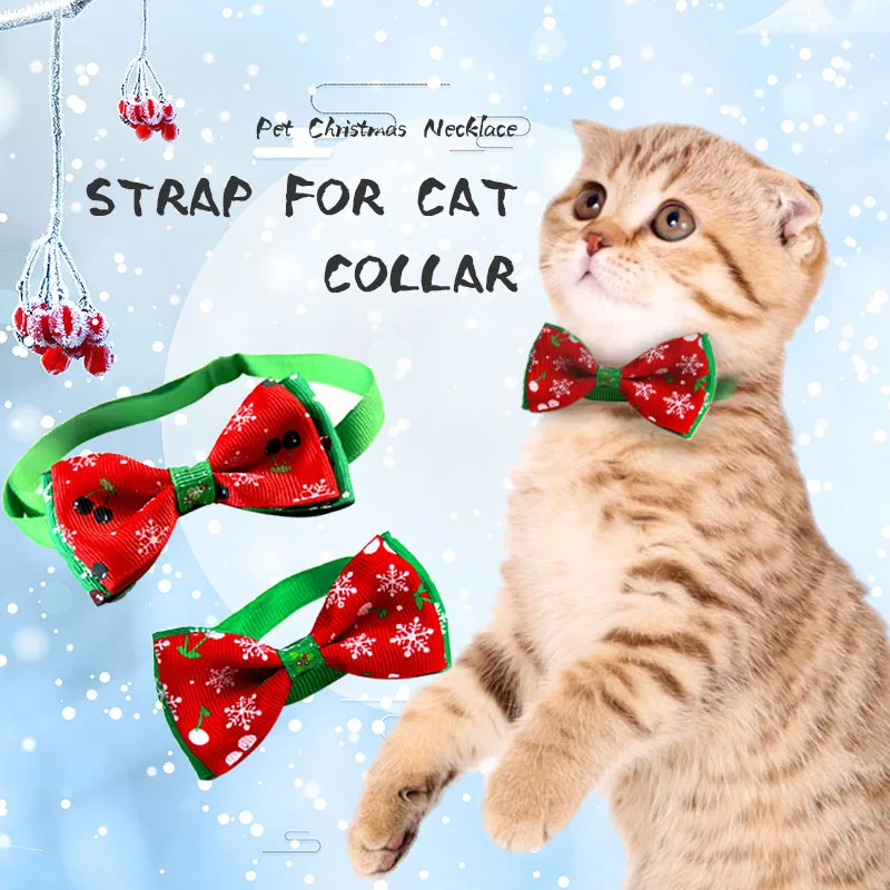 Фото Домашнее рождественское ожерелье Регулируемый ремень для кошки ошейник собаки