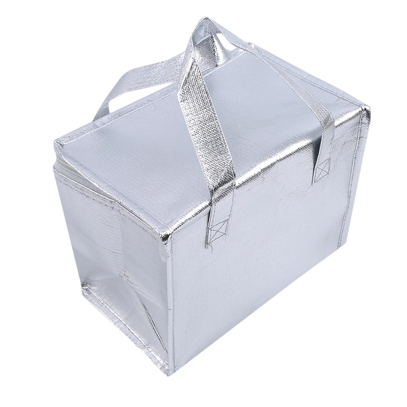 Фото Портативная изолированная сумка-холодильник серебристого цвета для охлаждения