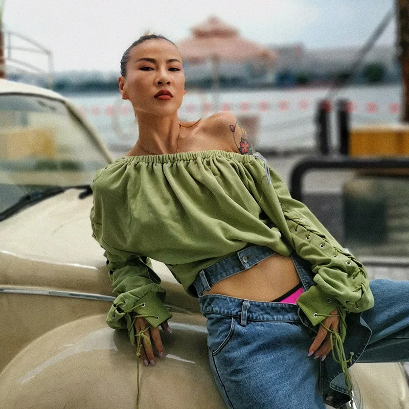 2020 Spring New Style Sexy Horizontal Neck Loose-Fit Versatile Short Charade Cutout-Waist Long Sleeve Lace-up Shirt Tops Women's
2020 Spring New Style Sexy Horizontal Neck Loose-Fit Versatile Short Charade Cutout-Waist Long Sleeve Lace-up Shirt Tops Women's