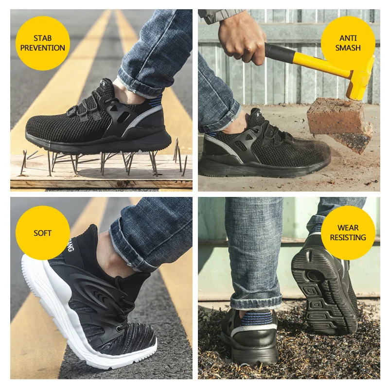 Indestructible Shoes Men and Women Steel Toe Safety Shoes Anti Smashing Men Work Footwear EVA Lightweight Breathable Sneakers image 9