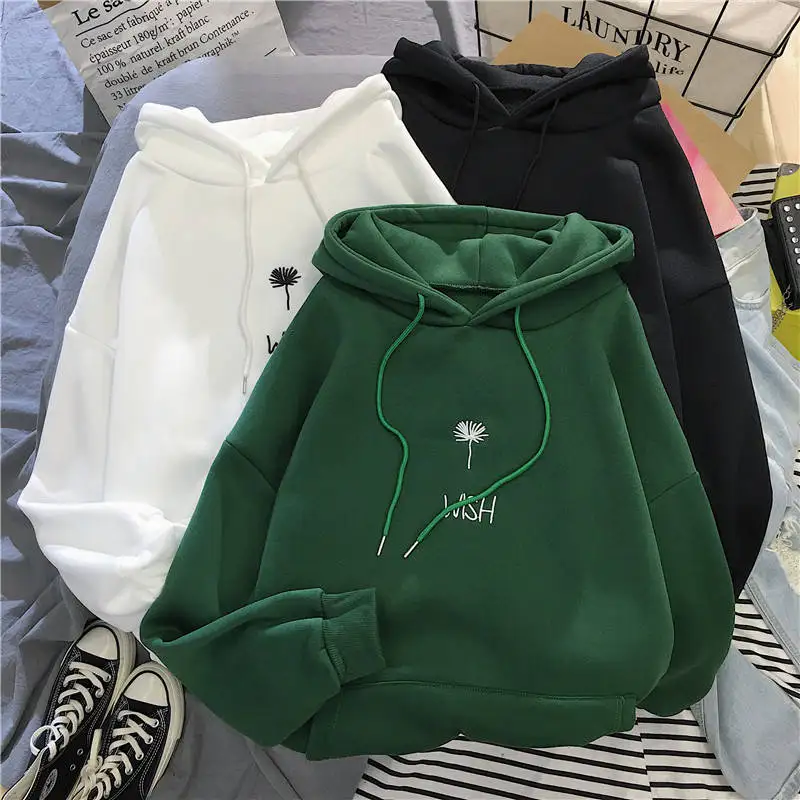 Hooded sweatshirt women's autumn and winter new letter embroidery plus velvet thick casual student i loose wild pullover women
Hooded sweatshirt women's autumn and winter new letter embroidery plus velvet thick casual student i loose wild pullover women