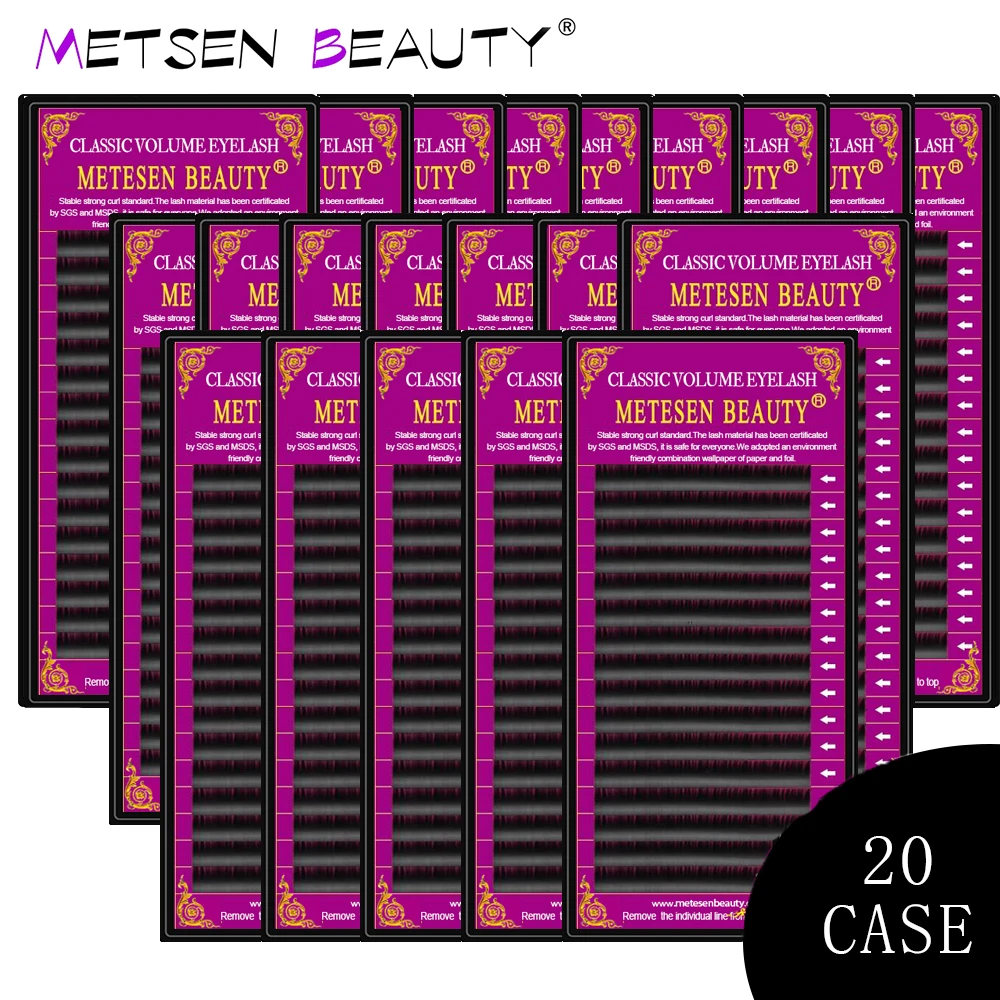 METESEN BEAUTY 20 лотков/набор темная искусственная норка наращивание ресниц J B C D Curl