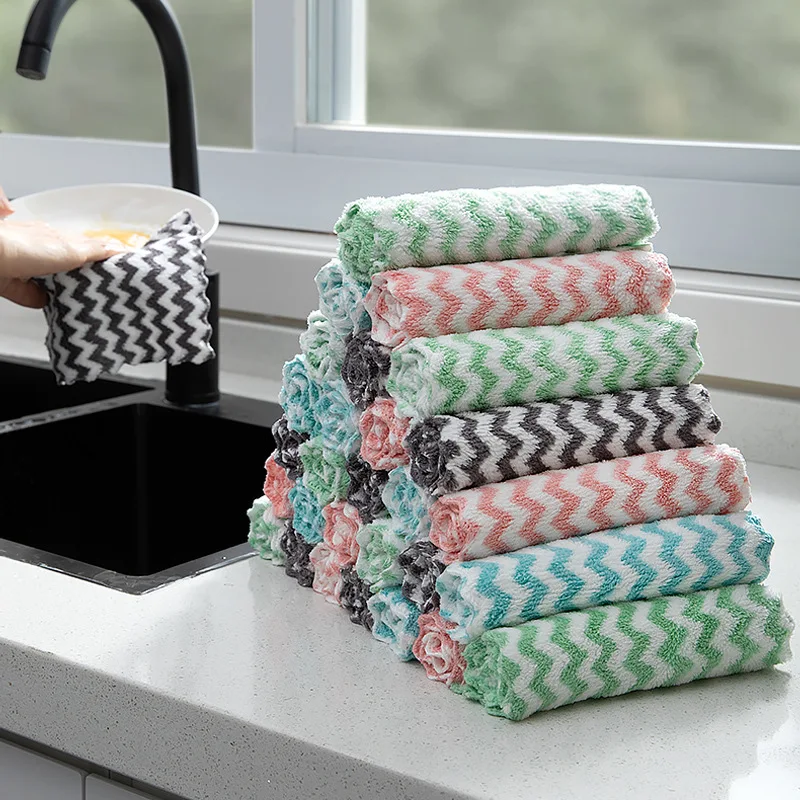 1/4PCS Stripe Double-Layer Absorbent Microfiber Kitchen Dish Cloth Non-Stick Oil Rags Household Cleaning Wipe Towel Kitchen Tool
1/4PCS Stripe Double-Layer Absorbent Microfiber Kitchen Dish Cloth Non-Stick Oil Rags Household Cleaning Wipe Towel Kitchen Tool