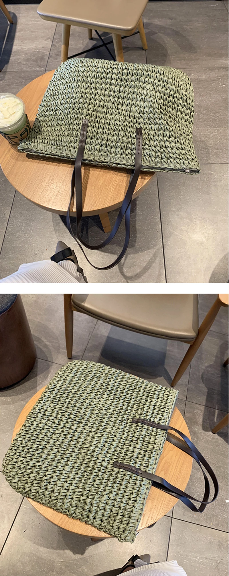Gusure Large Rattan Tote - Wicker Woven Summer Travel Shoulder Bag 13 H79f073ec7eaa44b58173cf07db84e080I