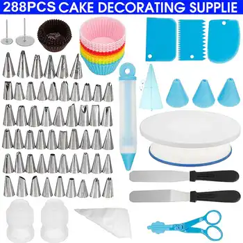 Cake Decorating Kit Supplies Cake Tools Turntable Bakeware Stainless Nozzles Pastry Reusable Bag Wire Cutter Cup Cake Paper 288X
Cake Decorating Kit Supplies Cake Tools Turntable Bakeware Stainless Nozzles Pastry Reusable Bag Wire Cutter Cup Cake Paper 288X