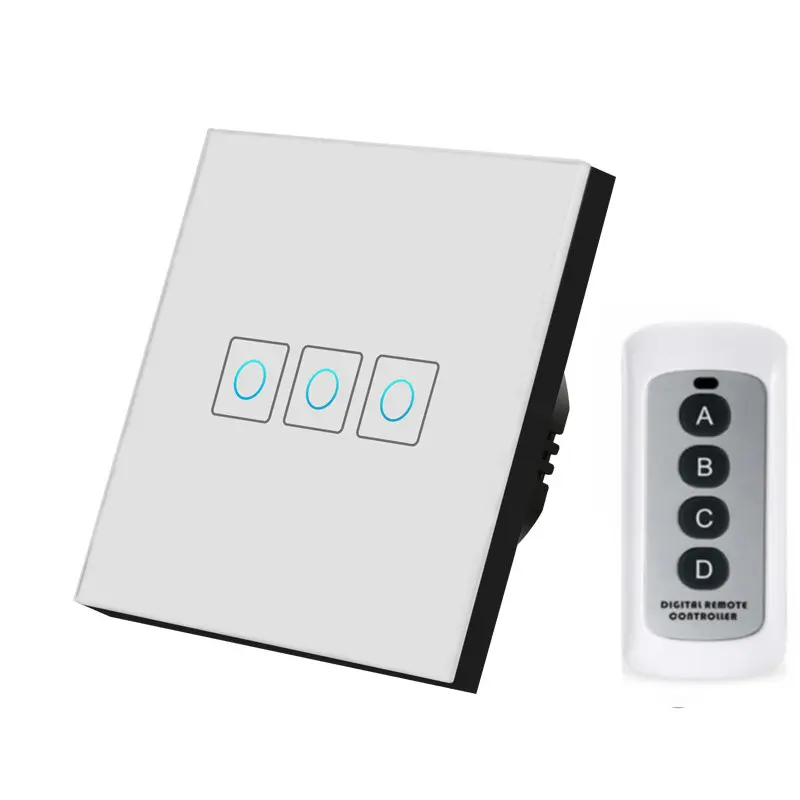 Wireless RF433 Remote Control Light Switch EU Standard 3 Gang Touch Switch Crystal Glass Panel With Adjustable LED Backlight
Wireless RF433 Remote Control Light Switch EU Standard 3 Gang Touch Switch Crystal Glass Panel With Adjustable LED Backlight