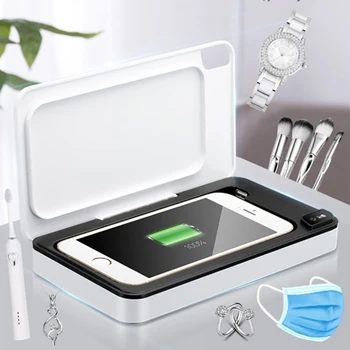 5V UV Light Phone Sterilizer Box Portable sterilizer Multi-function button Personal Phones Cleaner with Phone Wireless charging
5V UV Light Phone Sterilizer Box Portable sterilizer Multi-function button Personal Phones Cleaner with Phone Wireless charging
