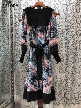 Vintage Retro Dress 2020 Early Spring Autumn Women Knitted Patchwork Long Sleeve Mid-Calf Length Exquisite Print Dress for Party
Vintage Retro Dress 2020 Early Spring Autumn Women Knitted Patchwork Long Sleeve Mid-Calf Length Exquisite Print Dress for Party