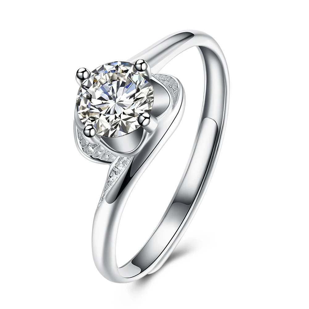 SILVERHOO Sterling 925 Silver Opening Adjustable Rings Women Romantic 5A Cubic Zircon Engagement Ring Fine Jewelry New Arrival SILVERHOO Sterling 925 Silver Opening Adjustable Rings Women Romantic 5A Cubic Zircon Engagement Ring Fine Jewelry New Arrival