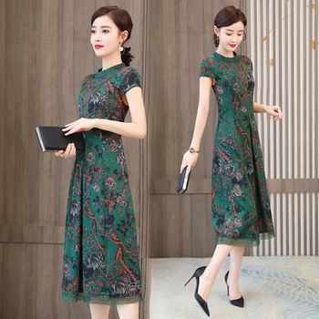 2020 Summer New Fashion Slim Round Neck Printed Long Dress Short Sleeve Vintage Vestidos Elegantes Ladies Dresses
2020 Summer New Fashion Slim Round Neck Printed Long Dress Short Sleeve Vintage Vestidos Elegantes Ladies Dresses