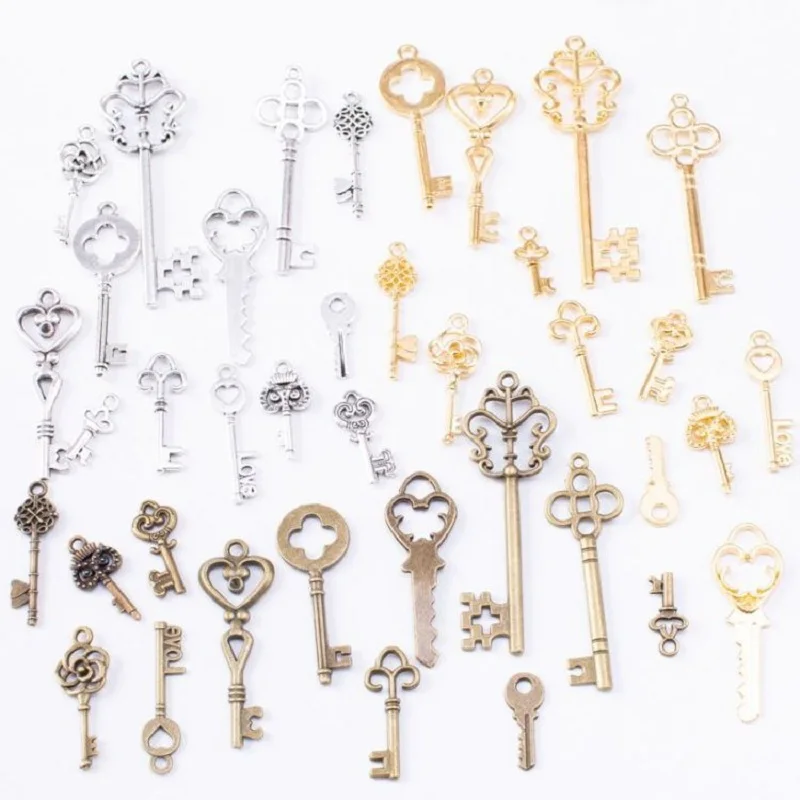 

Wholesale 39 pcs Vintage Charms Mixed Keys Pendant Antique bronze Fit Bracelets Necklace DIY Metal Jewelry Making 10011