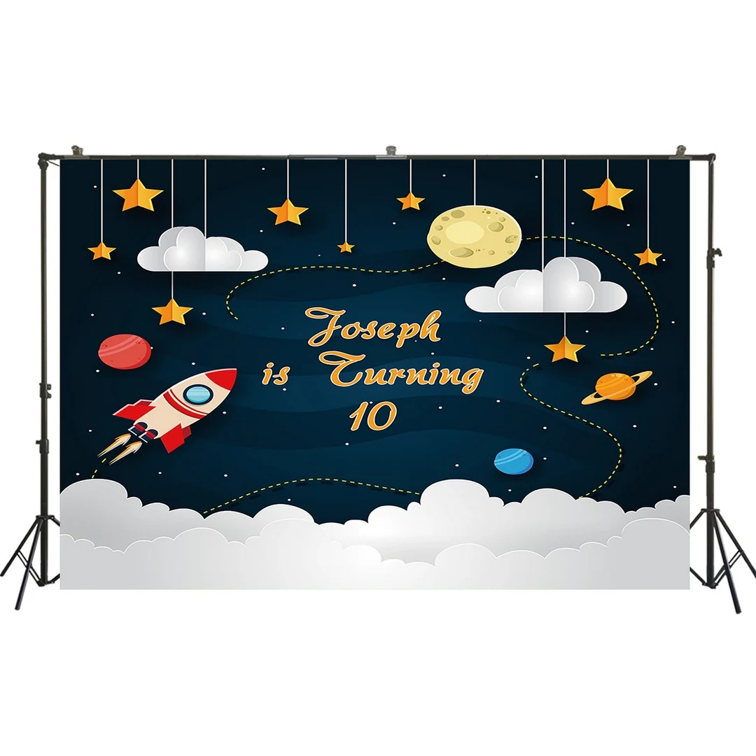 

HUAYI Photography Backdrops Birthday Photo Backdrop Astronaut Baby Shower Birthday Party Decor Banner Photo Background W-1015