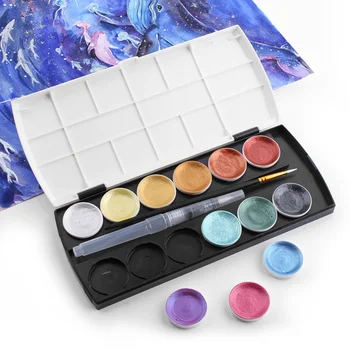 Metallic Watercolor Set 12 Colors Pearlescent Solid Watercolor Pigment Set TP899
Metallic Watercolor Set 12 Colors Pearlescent Solid Watercolor Pigment Set TP899