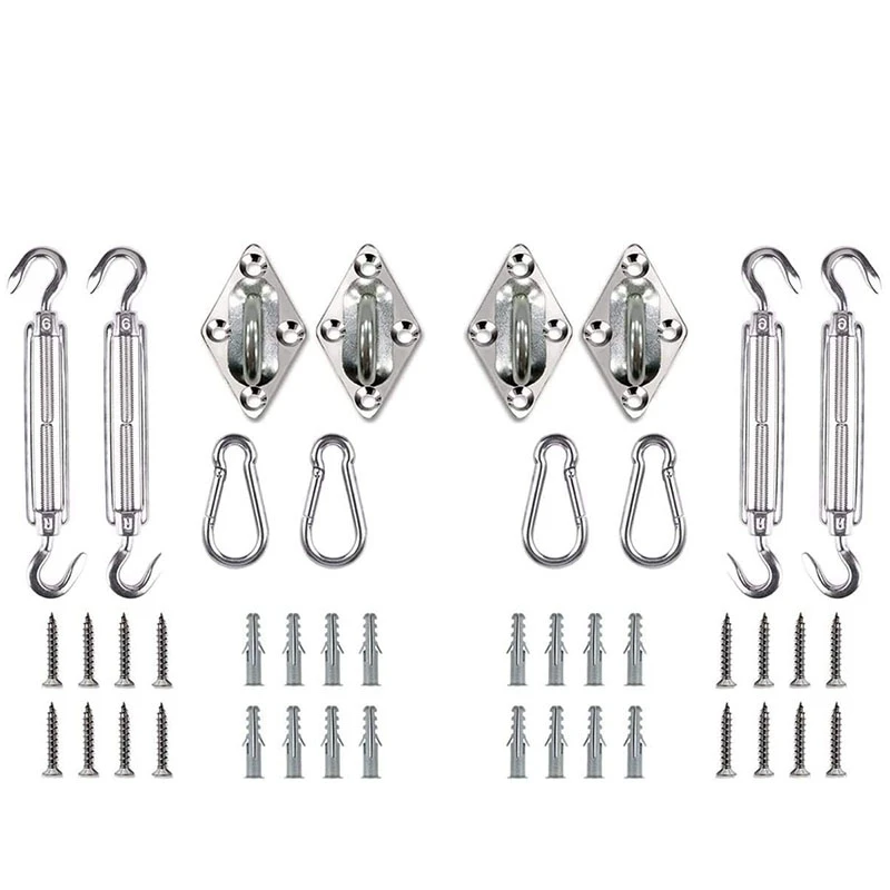 Shade Sail Hardware Kit 6 Inch for Rectangle Sun Shade Sail 304 Anti-Rust Stainless Steel Sun Shade Sail Kit
Shade Sail Hardware Kit 6 Inch for Rectangle Sun Shade Sail 304 Anti-Rust Stainless Steel Sun Shade Sail Kit