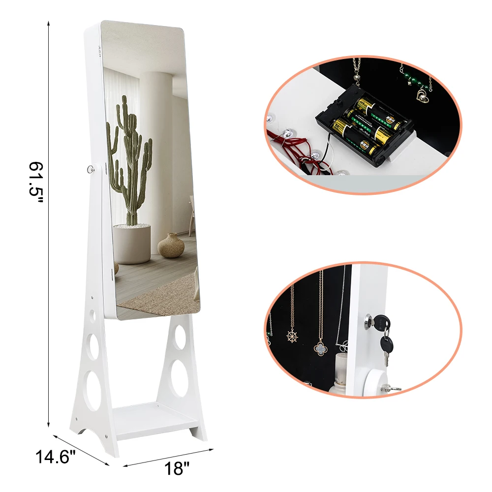 Full Mirror Wooden Floor Standing 4-Layer Shelf With Inner Mirror 2 Drawer Jewelry Storage Adjustable Mirror Cabinet -Dark Brown
Full Mirror Wooden Floor Standing 4-Layer Shelf With Inner Mirror 2 Drawer Jewelry Storage Adjustable Mirror Cabinet -Dark Brown