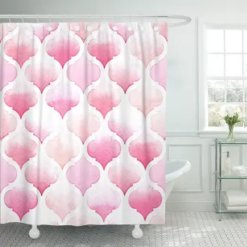 Pattern Morrocan of Pink Colors on Watercolor Watercolour Arabesque Shower Curtain Waterproof Polyester 72 x 78 inches Set
Pattern Morrocan of Pink Colors on Watercolor Watercolour Arabesque Shower Curtain Waterproof Polyester 72 x 78 inches Set