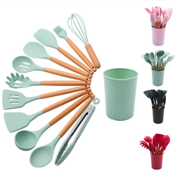 12PCS Silicone Cooking Utensils Set Non-stick Spatula Shovel Wooden Handle Cooking Tools Set With Storage Box Kitchen Tools
12PCS Silicone Cooking Utensils Set Non-stick Spatula Shovel Wooden Handle Cooking Tools Set With Storage Box Kitchen Tools