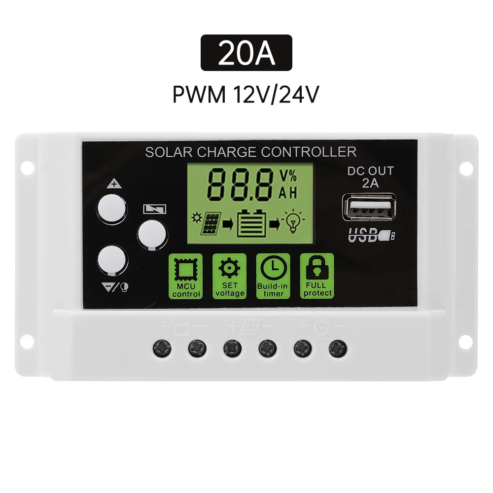 LCD Display PWM Solar Charge 12V 24V 10A 20A 30A PWM Solar Charge Controller Regulato Auto Battery PWM Controller
LCD Display PWM Solar Charge 12V 24V 10A 20A 30A PWM Solar Charge Controller Regulato Auto Battery PWM Controller