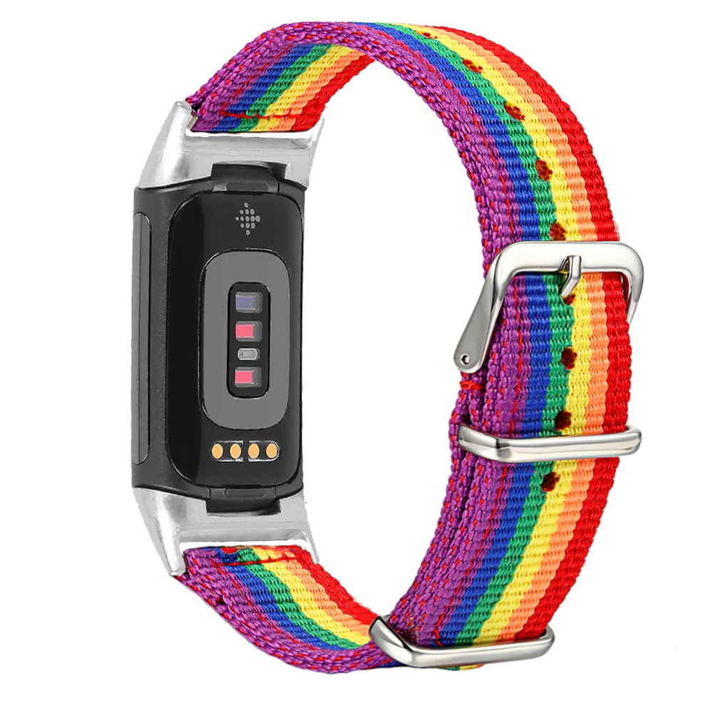 Compatible Fitbit Charge 5/2/3/4 Band rainbow strap LGBT nylon metal stainless stee snap strap watch with dedicated connector
Compatible Fitbit Charge 5/2/3/4 Band rainbow strap LGBT nylon metal stainless stee snap strap watch with dedicated connector