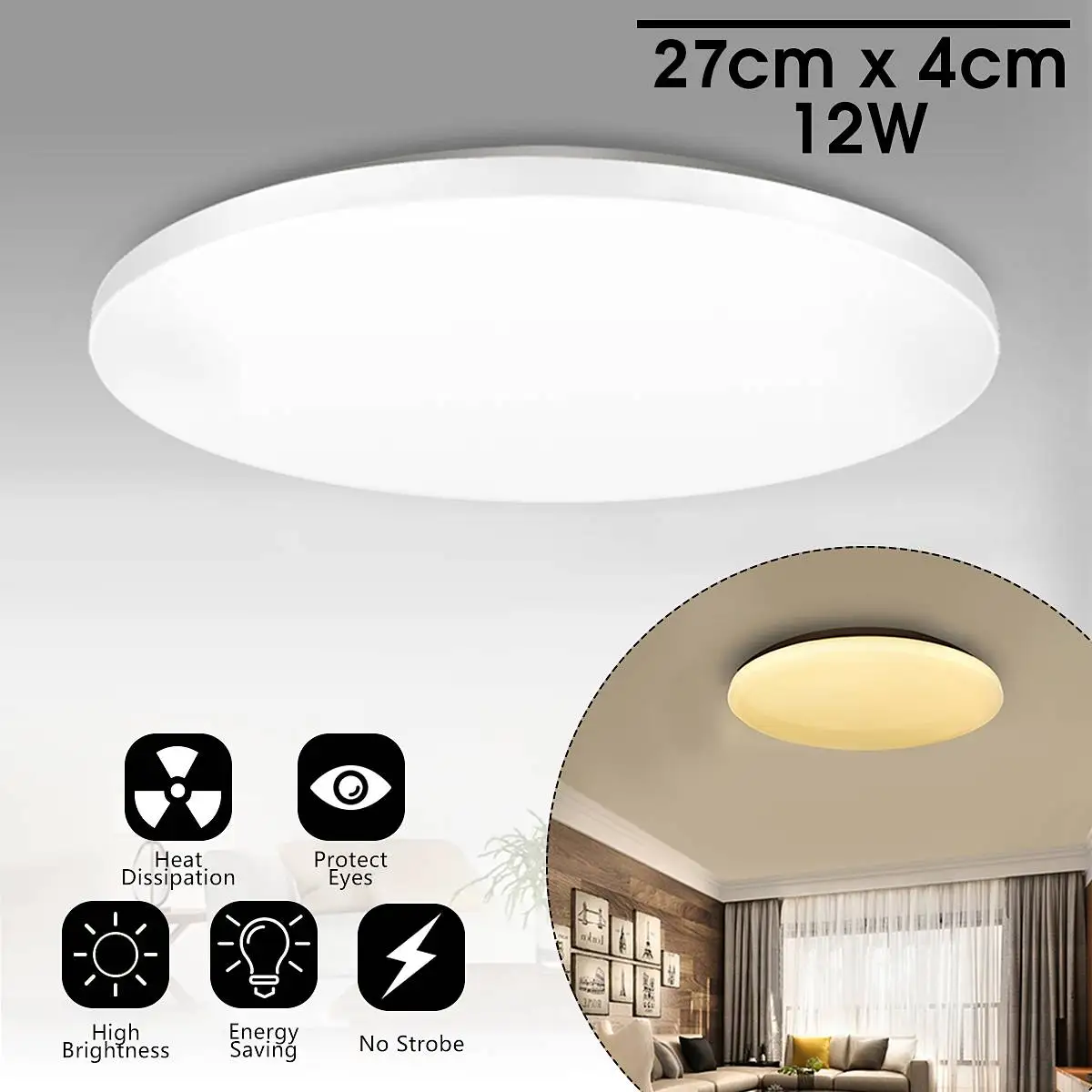 12W LED Ceiling Light Flush Mount Light Round Fixture Lighting Modern Lamp for Bedroom Study Kitchen Living Room - White / Warm
12W LED Ceiling Light Flush Mount Light Round Fixture Lighting Modern Lamp for Bedroom Study Kitchen Living Room - White / Warm