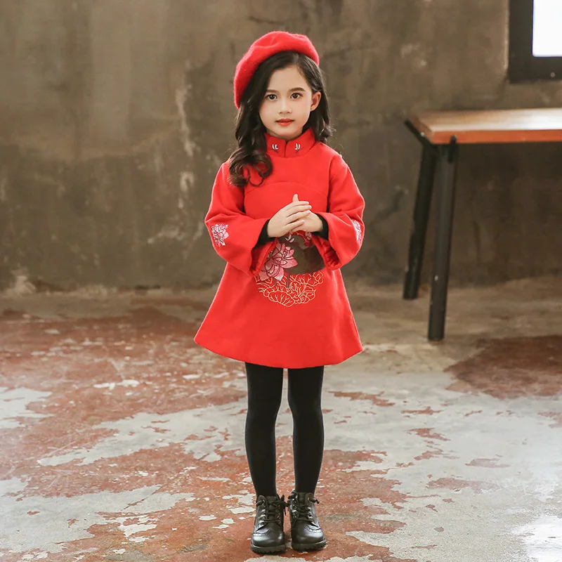 2018 Winter Style Girls Dress Children Thick Quilted Chinese-style Woolen Cloth Cheongsam New Year-
2018 Winter Style Girls Dress Children Thick Quilted Chinese-style Woolen Cloth Cheongsam New Year-