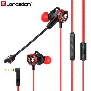 

Langsdom G200X Wired Headphones 3.5mm With Dual HD Microphone Gaming Headsets Stereo Earphone For Phone PC PUBG Xbox