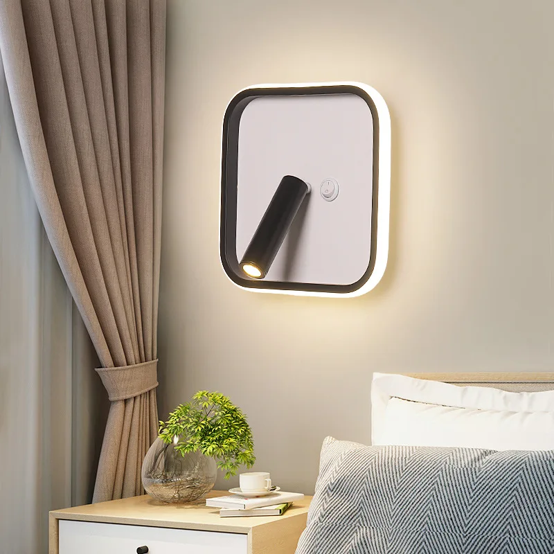 Фото Настенный светильник на голову кровати спальни современный и сжатый